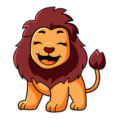 Cute Lion Cartoon Kawaii Sticker. Character Vector Illustration