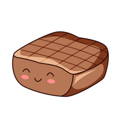 Cute Meat Cartoon Kawaii Sticker. Character Vector Illustration