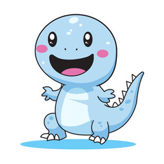 Cute Dinosaur Cartoon Kawaii Sticker. Character Vector Illustration