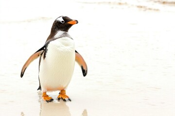 Naklejka premium Chunky Penguin Waddling Forward on Pure