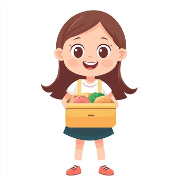 recommend clip art: cute girl holding lunch box white background --v 6.1 Job ID: ff52e96c-2d23-438c-b1dd-18046998b9e9