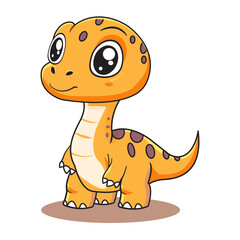 Cute Dinosaur Cartoon Kawaii Sticker. Character Vector Illustration