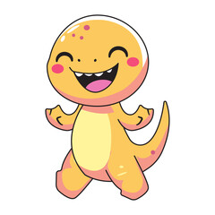 Cute Dinosaur Cartoon Kawaii Sticker. Character Vector Illustration