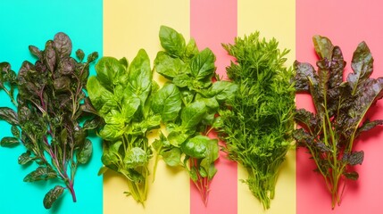 Vibrant Herbs Displayed on Table in Soft Light