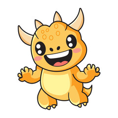 Cute Dinosaur Cartoon Kawaii Sticker. Character Vector Illustration
