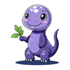 Cute Dinosaur Cartoon Kawaii Sticker. Character Vector Illustration