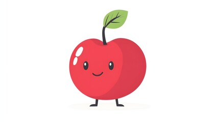 Happy Cartoon Cherry With A Leaf And Tiny Legs