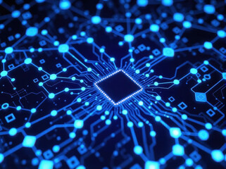 Obraz premium Advanced Innovation Technology Concept Visualization of Circuit Board CPU Processor Microchip of Neural Networking and Cloud Computing Data. Electronic circuit board close up. 3D Digital microcircuit