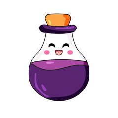 Cute Potion Cartoon Kawaii Sticker. Character Vector Illustration