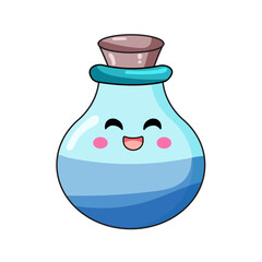 Cute Potion Cartoon Kawaii Sticker. Character Vector Illustration