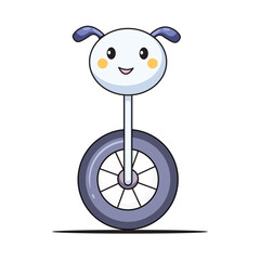 Cute Stunt Bike Cartoon Kawaii Sticker. Character Vector Illustration