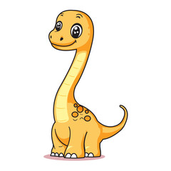 Cute Dinosaur Cartoon Kawaii Sticker. Character Vector Illustration