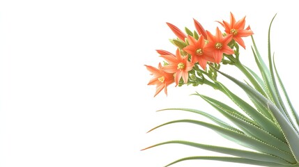 Aloe Vera Plant with Bright Orange Flowers Blooming