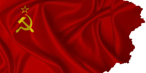 Flag of Soviet Union vector with torn edges on transparent background