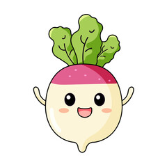 Cute Beets Cartoon Kawaii Sticker. Character Vector Illustration