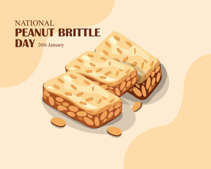National Peanut Brittle Day, Idea for poster, banner, flyer, card or menu design vector illustration.