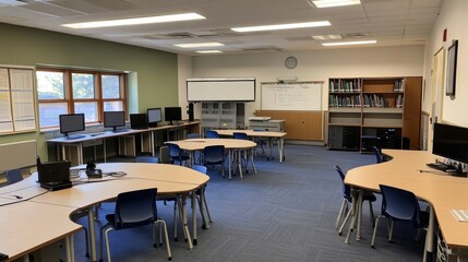 Modern Classroom with Technology and Natural Light