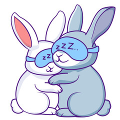 Cute Rabbit Cartoon Kawaii Sticker. Character Vector Illustration