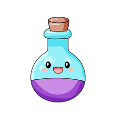 Cute Potions Cartoon Kawaii Sticker. Character Vector Illustration