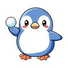 Cute Penguin Cartoon Kawaii Sticker. Character Vector Illustration