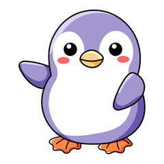 Cute Penguin Cartoon Kawaii Sticker. Character Vector Illustration