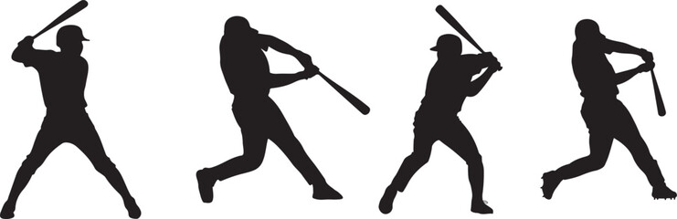 Baseball Players in Action Illustrations
