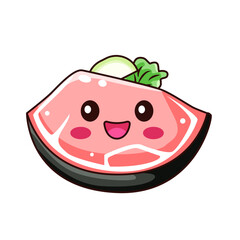 Cute Fish Meat Cartoon Kawaii Sticker. Character Vector Illustration