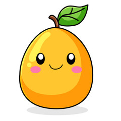 Cute Lemon Cartoon Kawaii Sticker. Character Vector Illustration