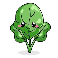 Cute Leaf Cartoon Kawaii Sticker. Character Vector Illustration