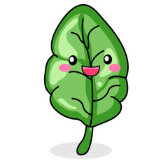 Cute Leaf Cartoon Kawaii Sticker. Character Vector Illustration