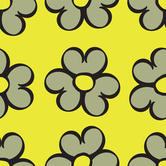 Hand drawn seamless cute floral pattern. Abstract floral print. Cute trendy design with hearts. Seamless heart print.