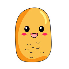 Cute Potato Cartoon Kawaii Sticker. Character Vector Illustration