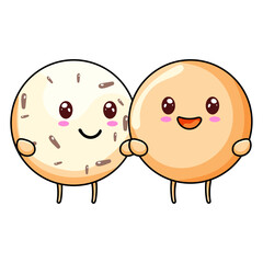 Cute Cookies Cartoon Kawaii Sticker. Character Vector Illustration