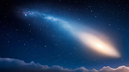 A galaxy with vibrant stars and a glowing nebula in deep space, showcasing the vastness and beauty of the universe and cosmic wonders.