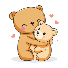 Cute Bear Cartoon Kawaii Sticker. Character Vector Illustration