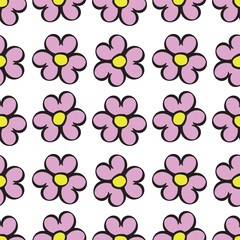 Hand drawing floral seamless pattern with cotton twigs and berries bouquets on a beige background. Winter Christmas themed background. Botanical illustration.