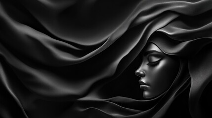 Fototapeta premium A woman's face is shown in a black and white photo