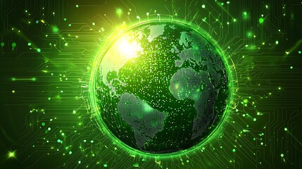 Obraz premium A green planet with a green glow surrounding it