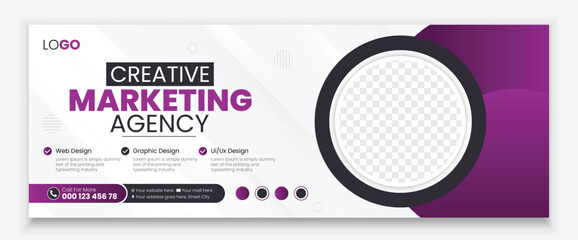 Modern vector digital business marketing promotion Facebook cover design template, Business conference, webinar Facebook cover, business Facebook Cover Design, web banner