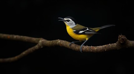 Bananaquit (Coereba flaveola uropygialis) on a Branch in the Caribbean