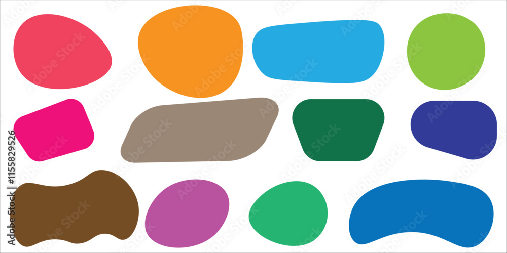 Fototapete organic shape frames. irregular form text boxes. cute playful vector doodle figures. textbox block s
