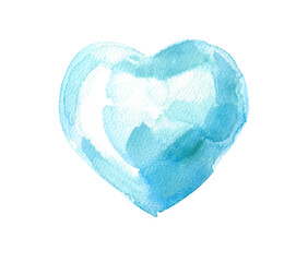 Watercolor heart painted with brushes. Hearts are painted with watercolor brushes. Hand drawn illustration.