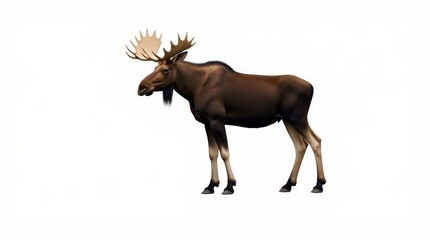 Fototapeta premium Medium-Distance Portrait of a Moose on White Background