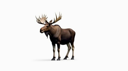 Obraz premium Medium-Distance Portrait of a Moose on White Background
