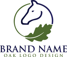 Horse and oak tree vector logo, Oak Farm Logo design DOWNLOAD for your business