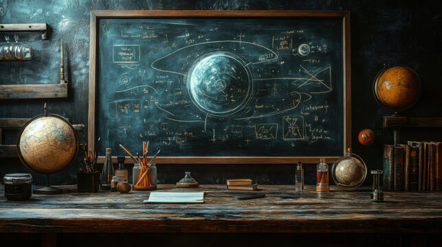 Dark board, chalk hand draw diagram, closeup, concept idea.
