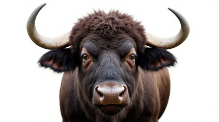 Detailed Close-Up Portrait of a Buffalo