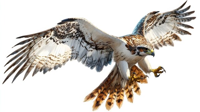 Majestic hawk in flight showcasing detailed feathers