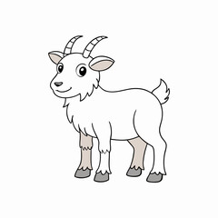 Out line vector cute Mountain Goat cartoon illustration