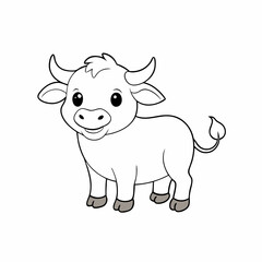 Out line vector cute African Buffalo for cartoon vector illustration